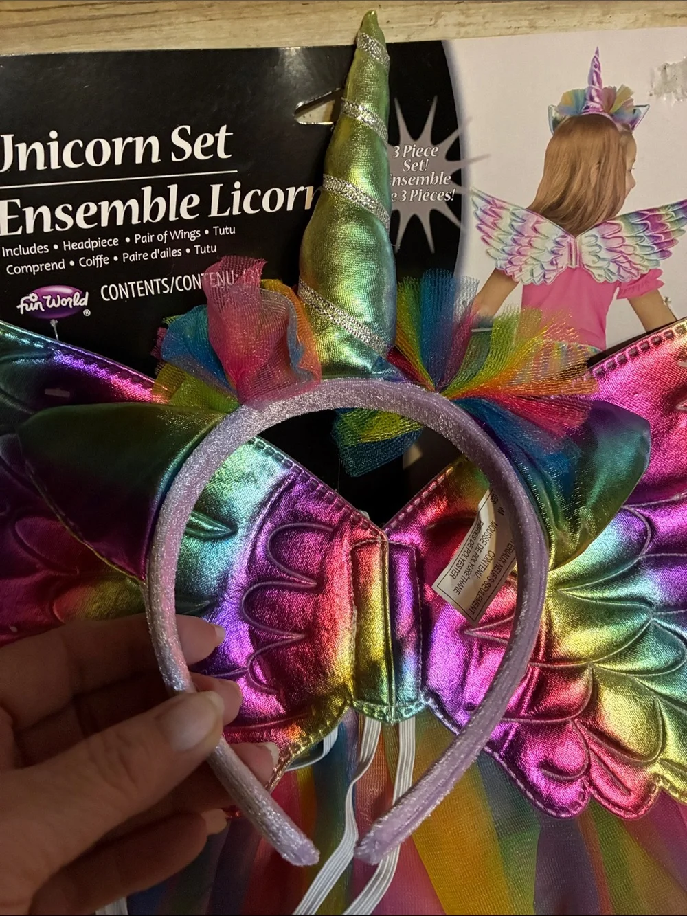 Halloween Unicorn Set Kids Costume - Rainbow Wings, Headpiece & Tutu NWT